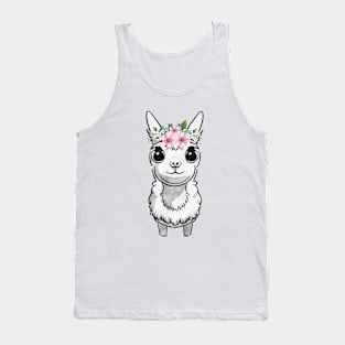 Floral Crown Llama Pink Flowers Tank Top